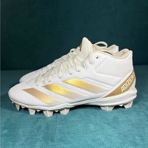 Size 10.5 - Men’s Adidas Adizero Impact2 white/gold cleats
